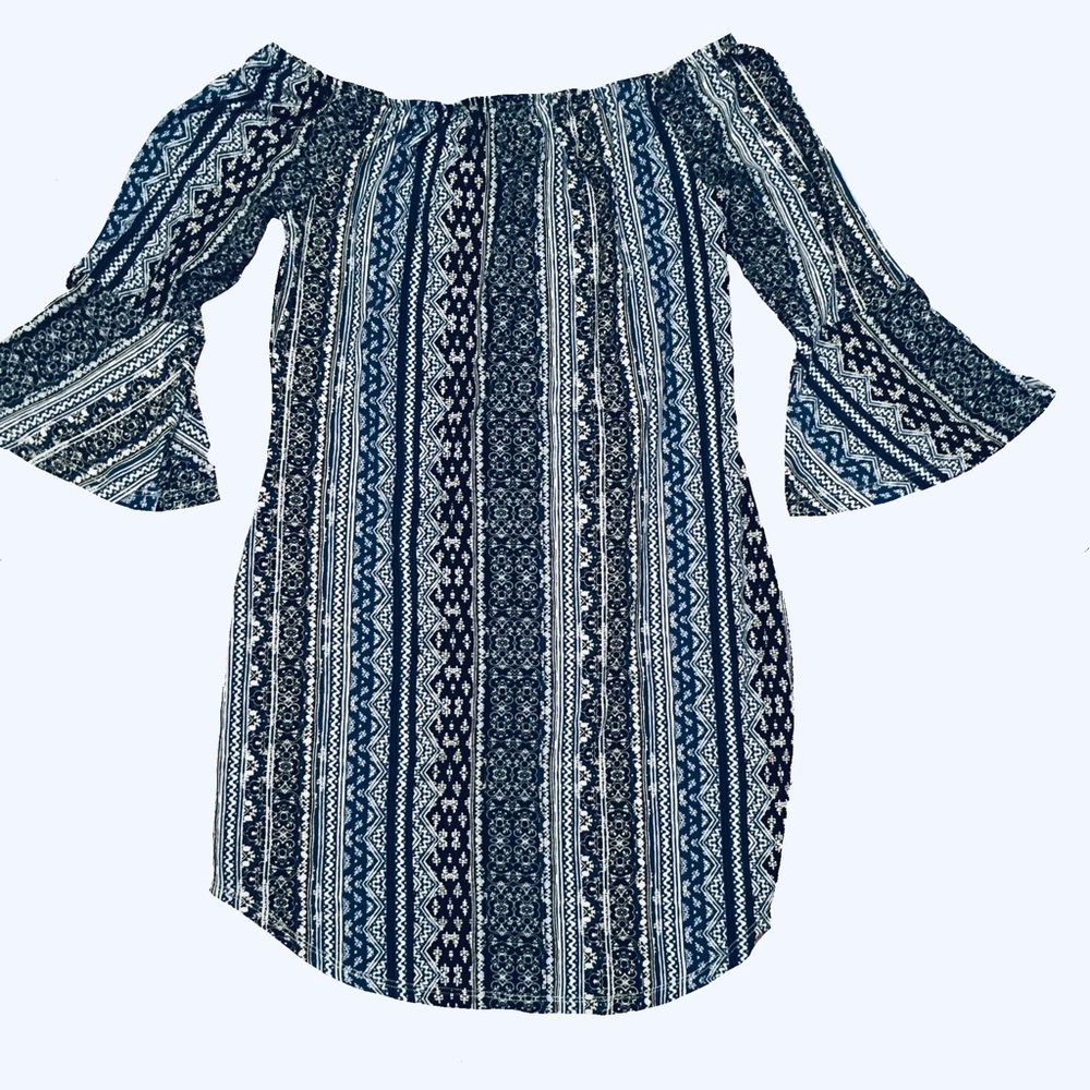 Kristin Nicole Off Shoulder Bell Sleeve Dress